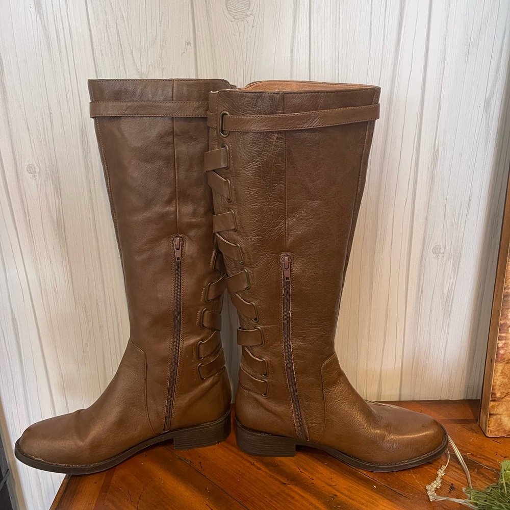 Yellow Box boots brown tall leather sz 9.5